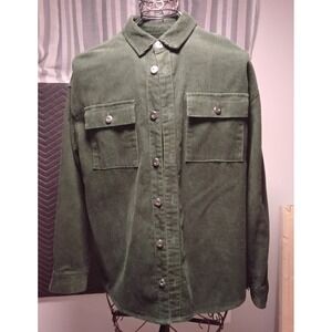 FOREVER 21 Men's Green Corduroy Long Sleeve Button Down Shirt Size S‎